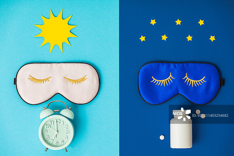 睡眠质量概念：失眠、放松、心理健康图片素材