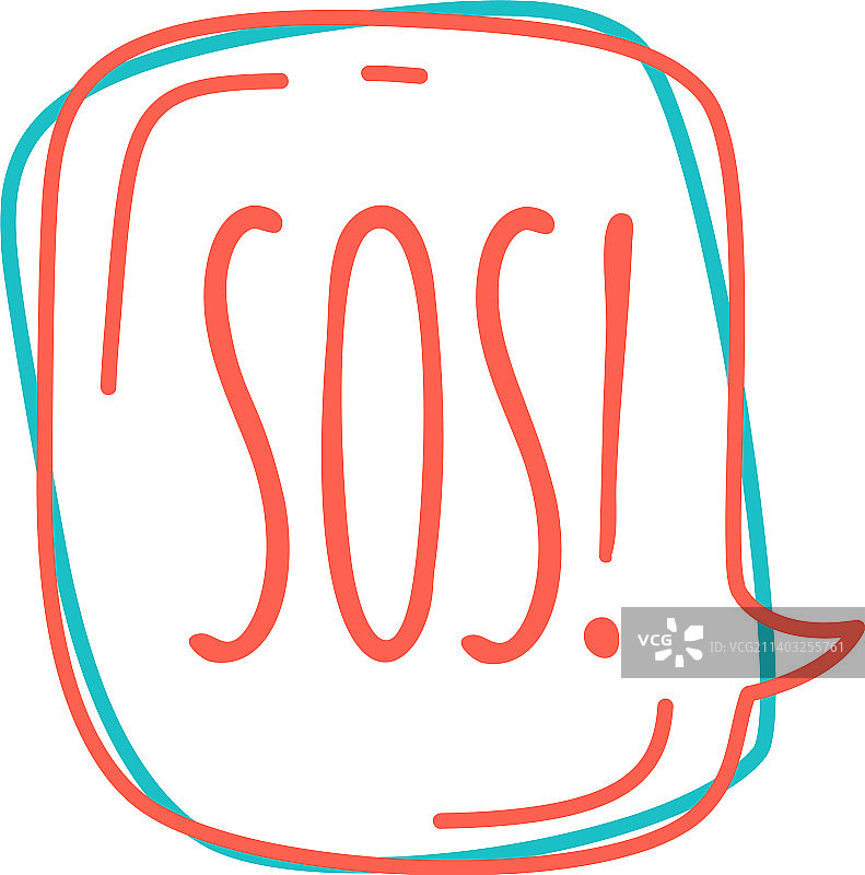 聊天气泡中的紧急求助词语涂鸦图片素材