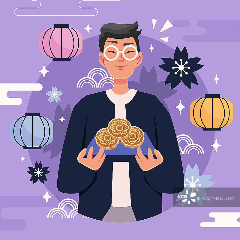 扁平风中秋节图片素材