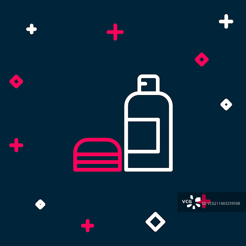 蓝色背景上的洗发水瓶线条图标图片素材