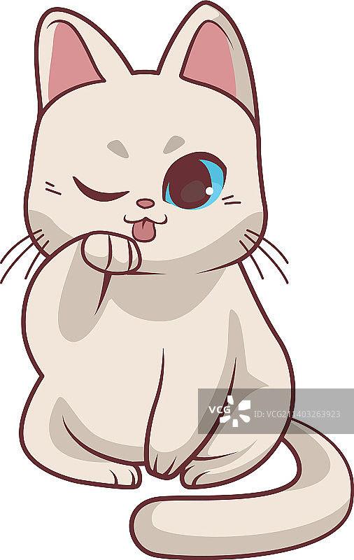 白色动漫风格的可爱猫咪图片素材