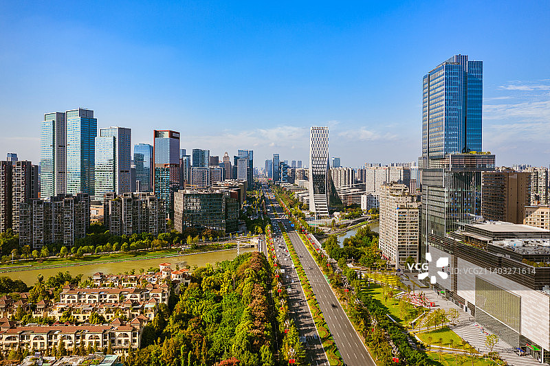 四川省成都市高新区人民南路南延线天府大道航拍图图片素材