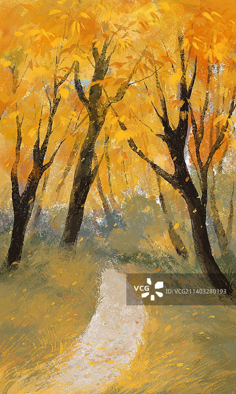 霜降节气插画秋天的景色图片素材