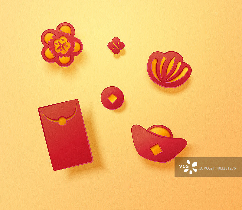 可爱纸艺新年素材组合图片素材