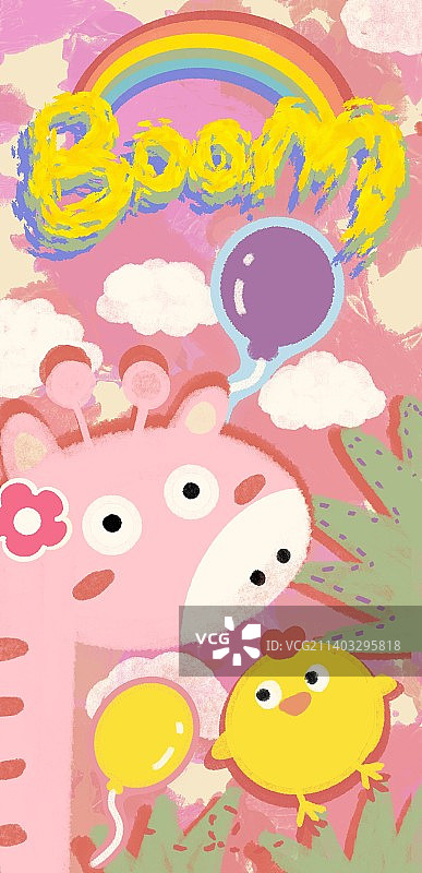 彩虹粉色长颈鹿图片素材