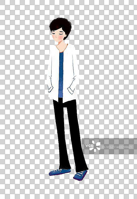 双手放兜里的白衬衣男孩图片素材