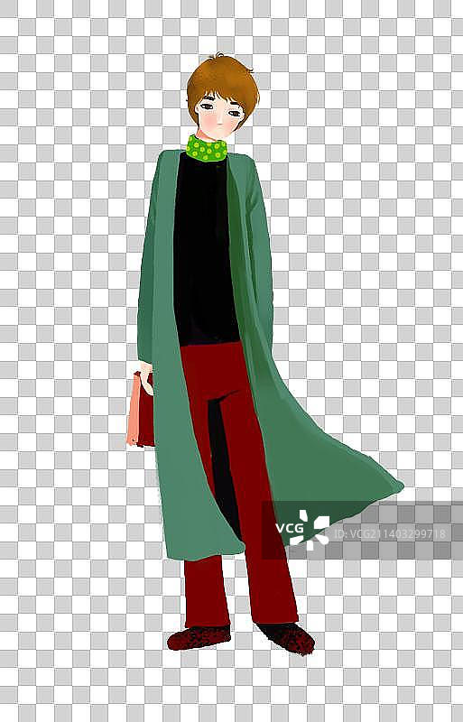 穿着风衣的男孩图片素材