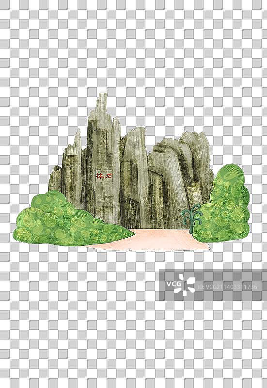 手绘旅游景点昆明石林图片素材