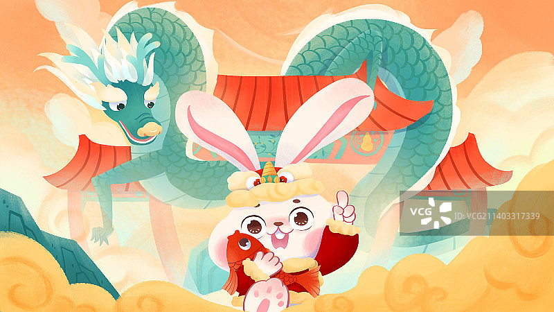 2023兔年国潮插画图片素材