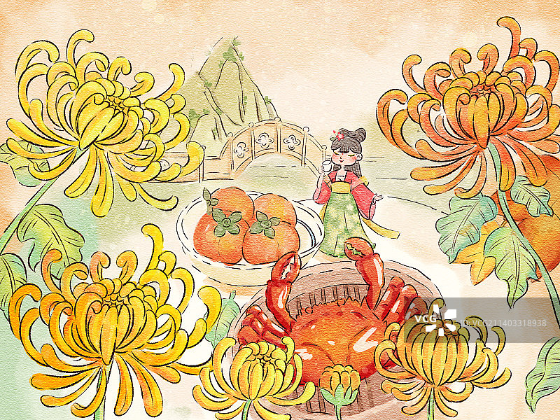 24节气寒露插画秋天节气图片素材