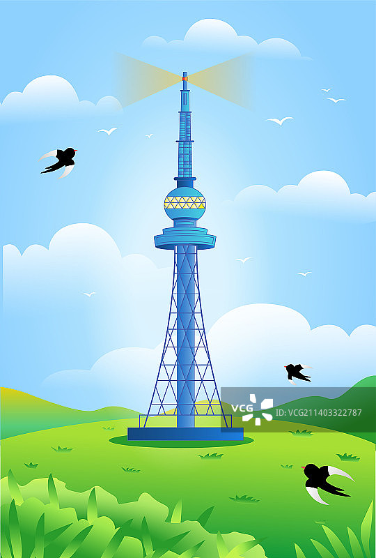 青岛电视台矢量渐变插画图片素材