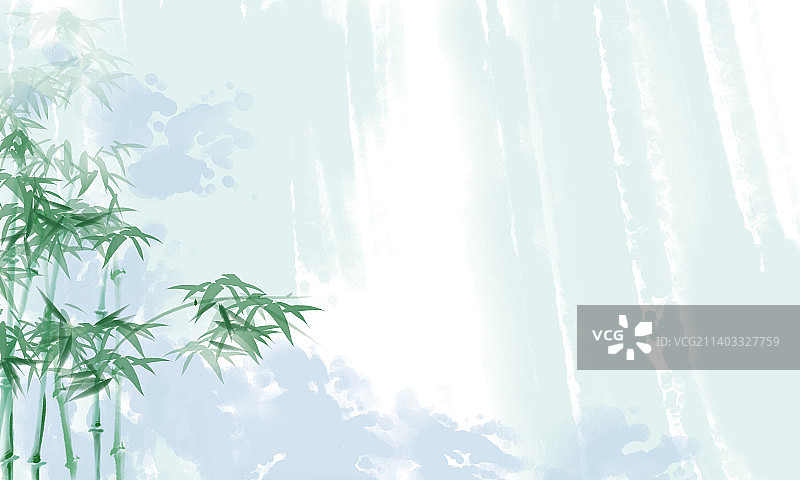 中国传统中国风抽象竹子水墨画山峰图片素材