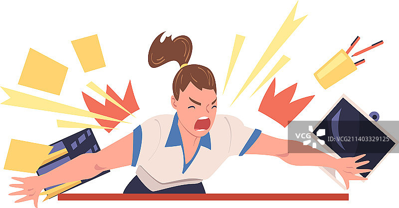 面容凶狠的愤怒女职员图片素材