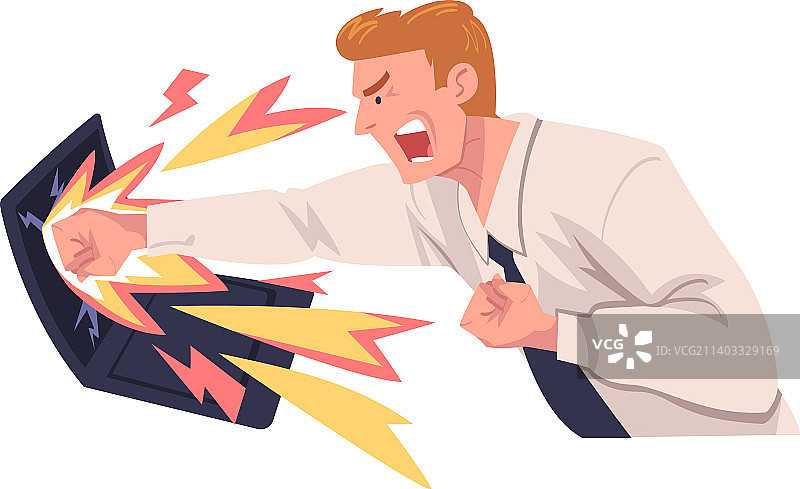 愤怒的男人办公室雇员，面容凶狠图片素材