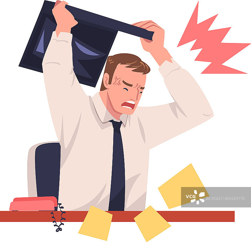 愤怒的男人办公室雇员，面容凶狠图片素材