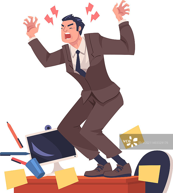 愤怒的男人办公室雇员，面容凶狠图片素材