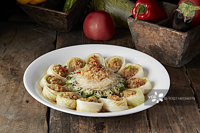 香蒸蒜蓉粉丝娃娃菜图片素材