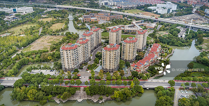 航拍台州（温岭）·锦绣苑水韵新村图片素材