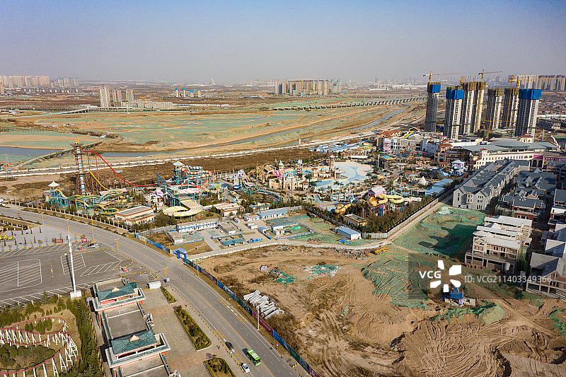 西安乐华城游乐场航拍图片素材