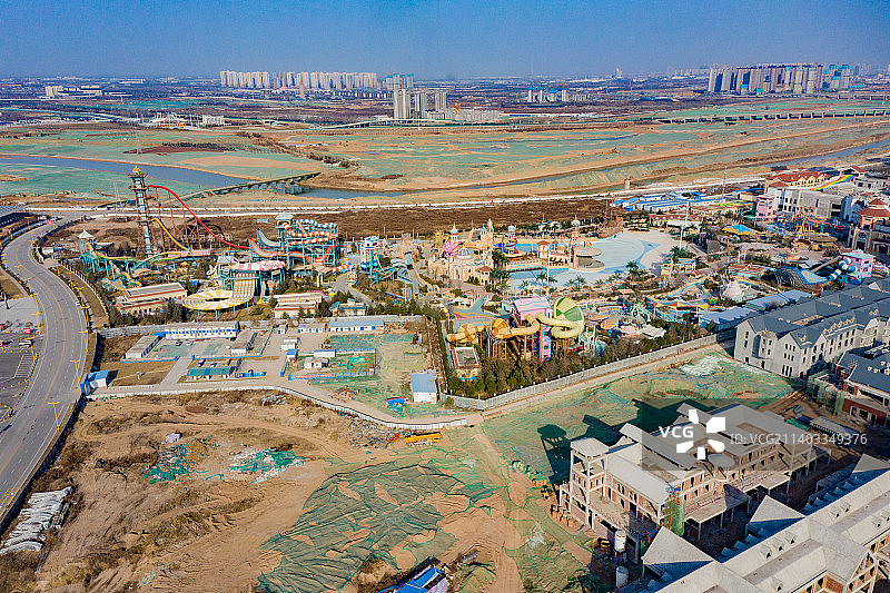 西安乐华城游乐场航拍图片素材