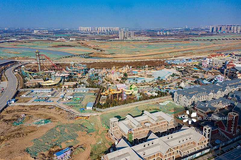 西安乐华城游乐场航拍图片素材