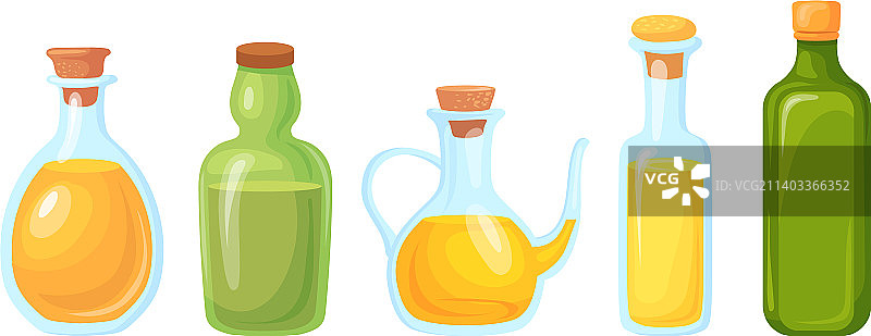 卡通风格的沙拉酱玻璃瓶装原生油图片素材