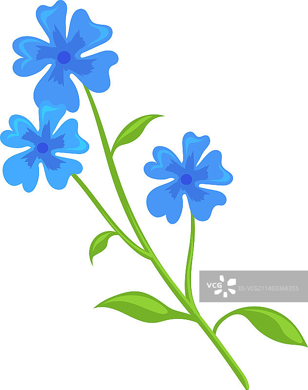 蓝色花枝亚麻图标卡通植物图片素材