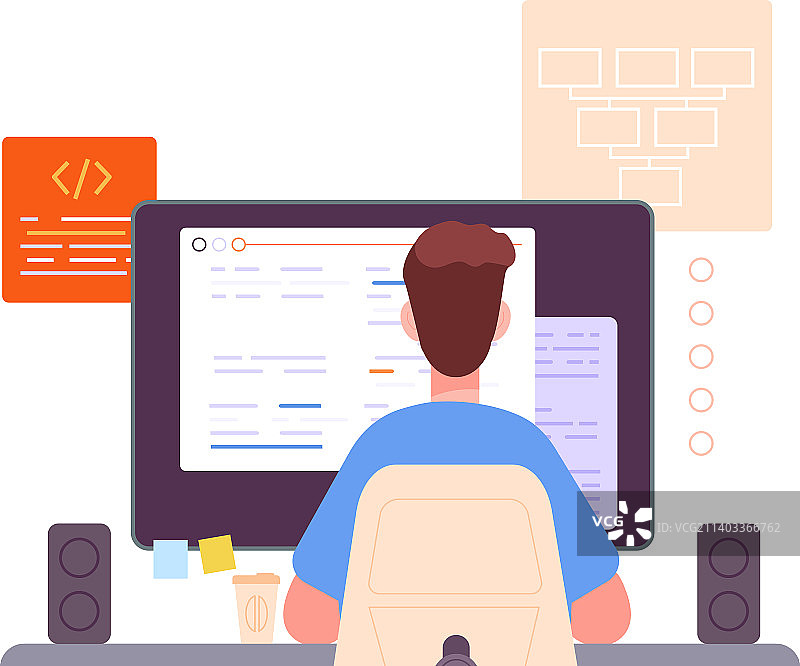男人使用脚本软件开发图片素材