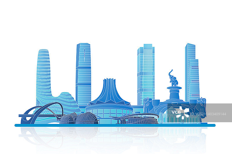 南宁城市建筑天际线矢量插画图片素材