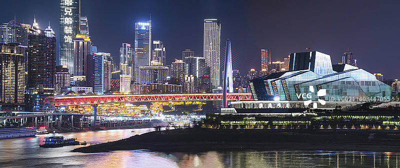 重庆江北嘴及渝中半岛城市夜景图片素材