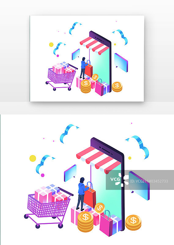 2.5D线上购物图片素材