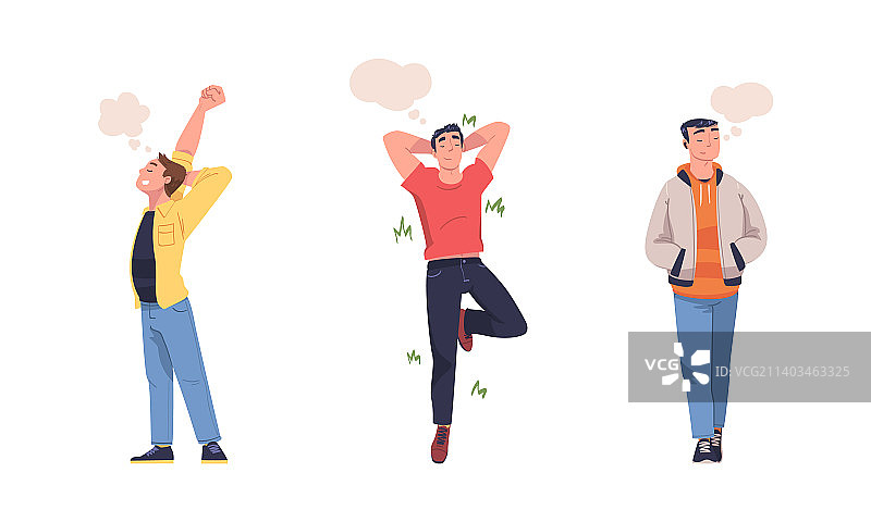 男人做梦，想象和幻想图片素材