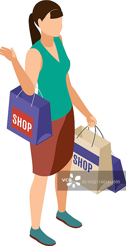 2.5D购物狂概念图片素材