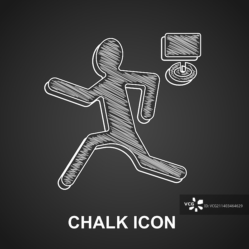 黑色背景上的粉笔谋杀图标图片素材