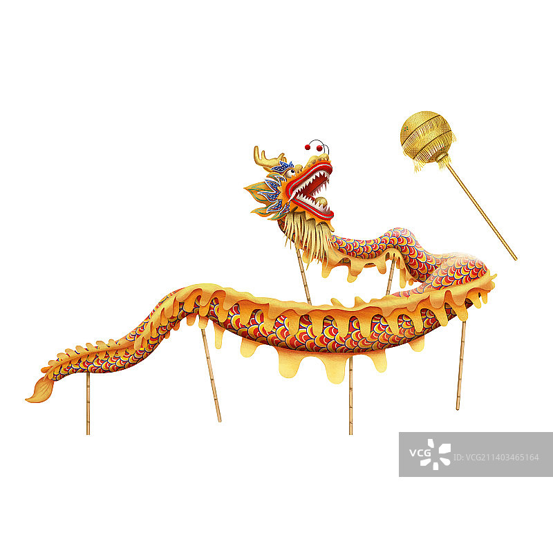 写实厚涂舞龙插画元素图片素材
