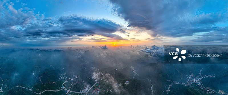 航拍济南七星台云海日出图片素材