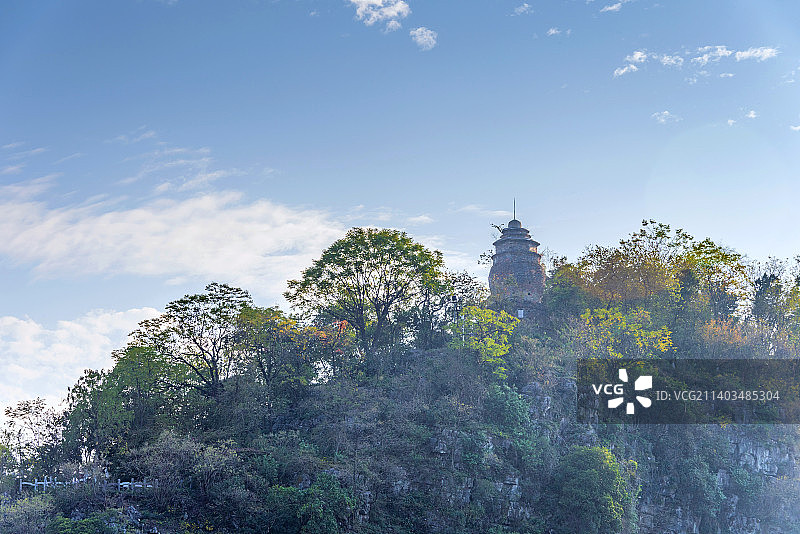 中国广西桂林两江四湖象山景区普贤塔图片素材