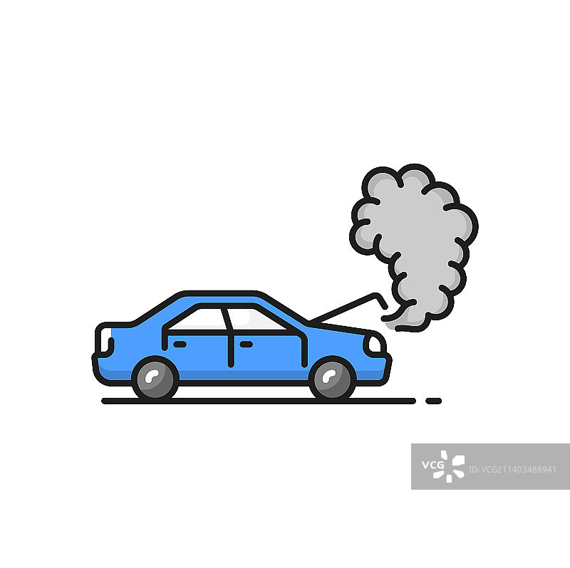 汽车故障：引擎盖打开的故障车辆图片素材