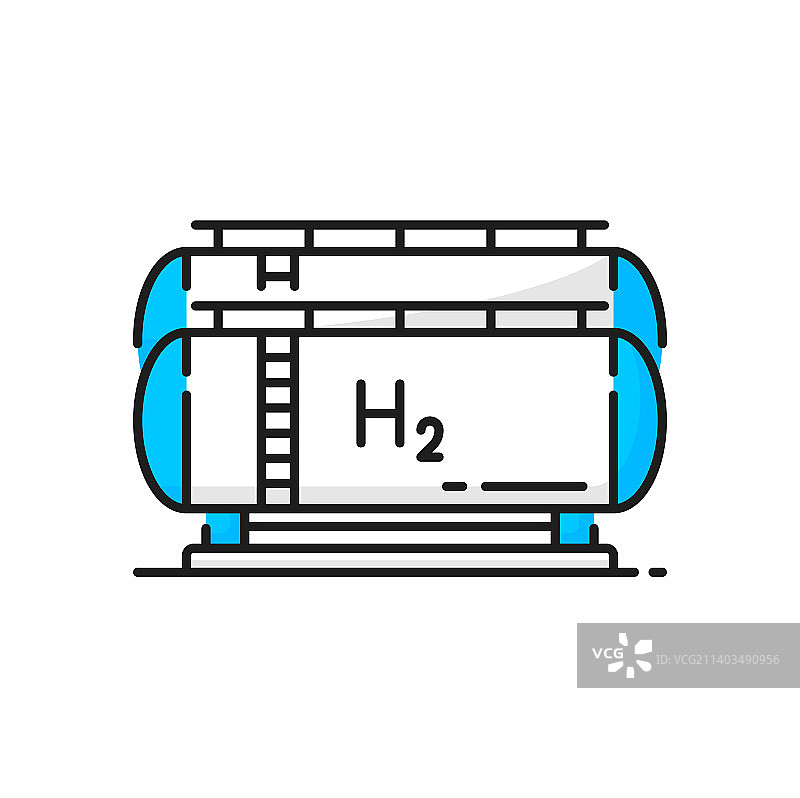 氢气罐彩色图标，H2储罐图片素材