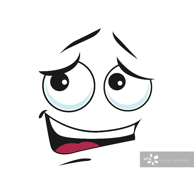 卡通脸图标内疚或沮丧表情符号图片素材