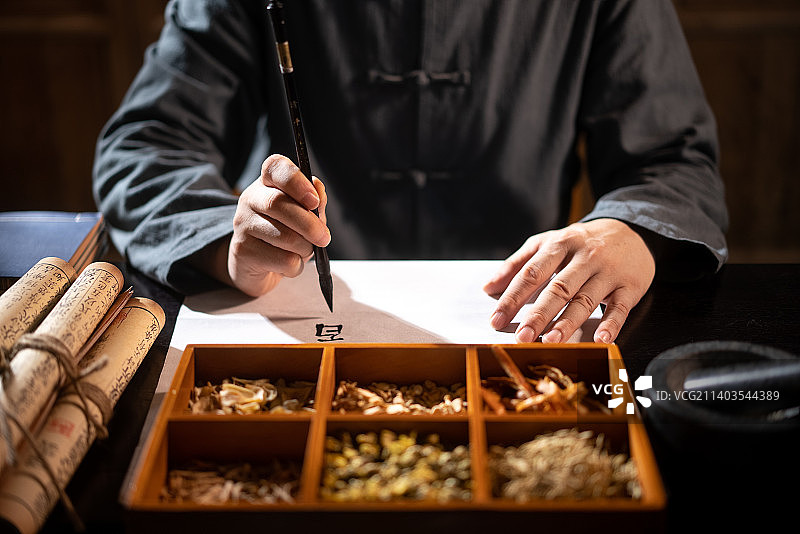 老中医开中药方子图片素材