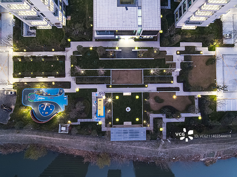 俯瞰小区园林景观图片素材