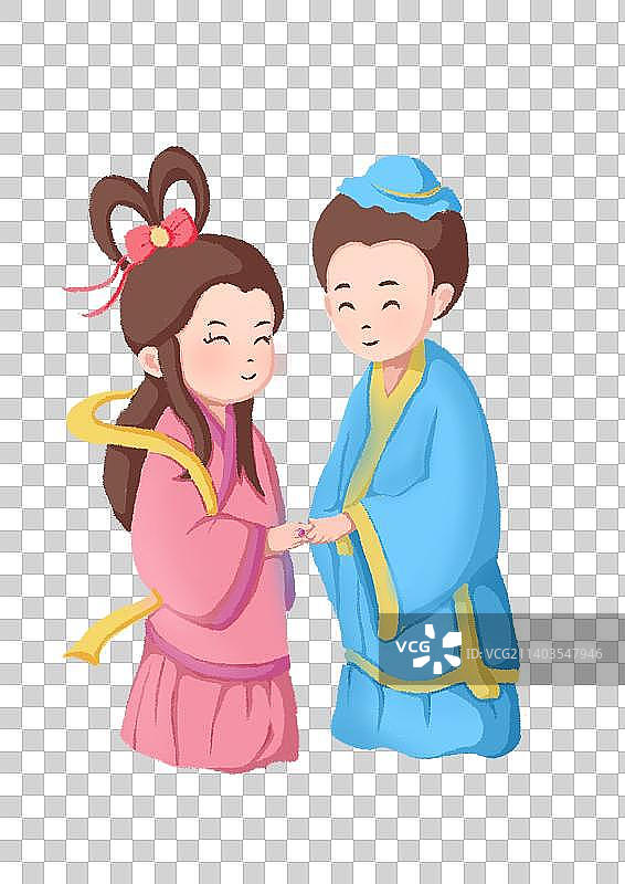 牛郎织女插画图片素材