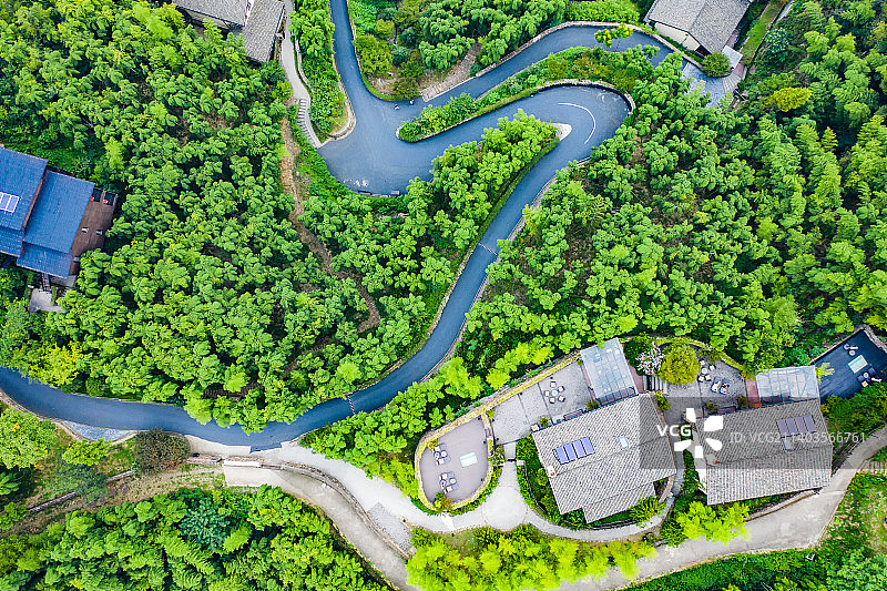 航拍莫干山裸心堡风景区鸟瞰图图片素材
