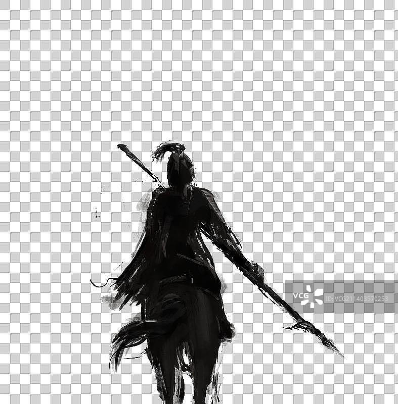 古代将军骑马拿武器图片素材