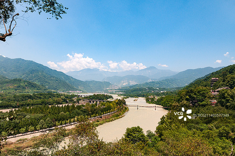四川省 都江堰 俯拍图片素材