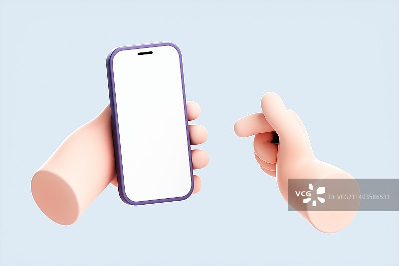 3D渲染的可爱小手与模型图片素材