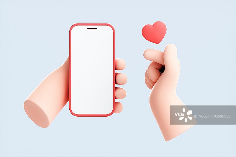 3D渲染的可爱小手与模型图片素材