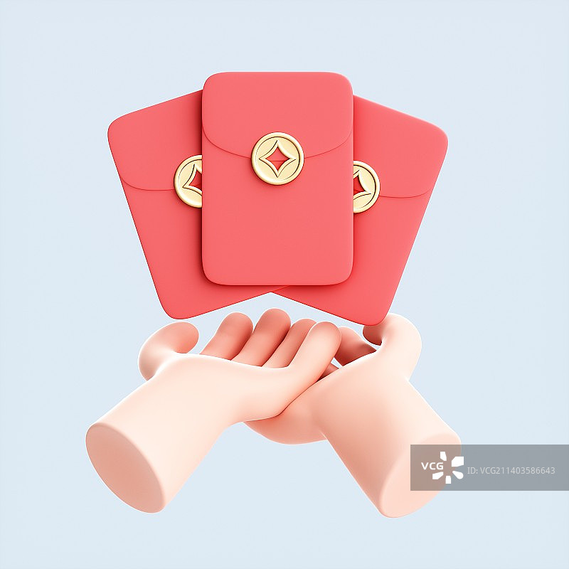 3D渲染的可爱小手与模型图片素材