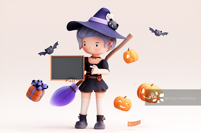 3D渲染的可爱的小女孩图片素材